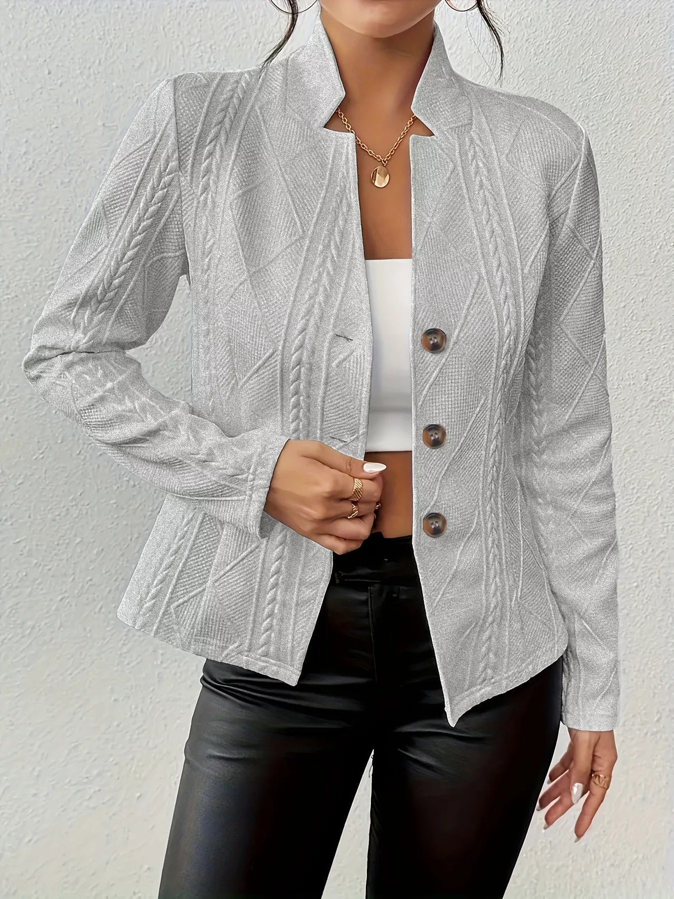 Textured Knit Button - Front Blazer - Flip Flop Dynasty