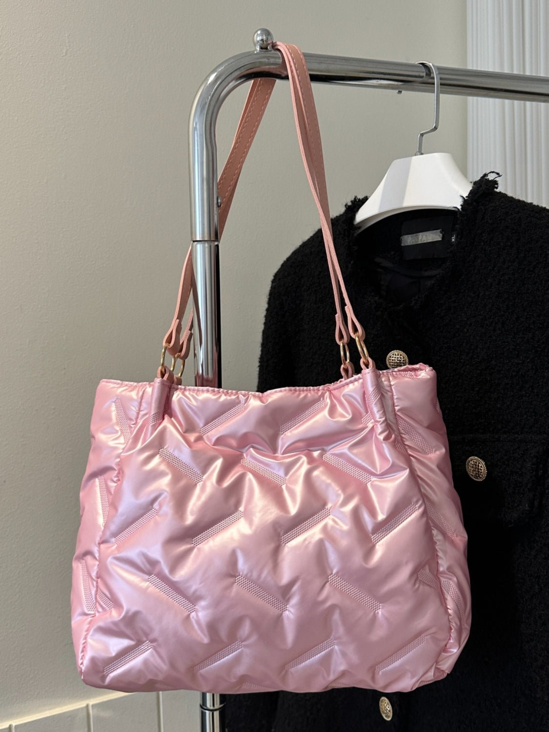 Textured Polyester Shoulder Bag - Flip Flop Dynasty