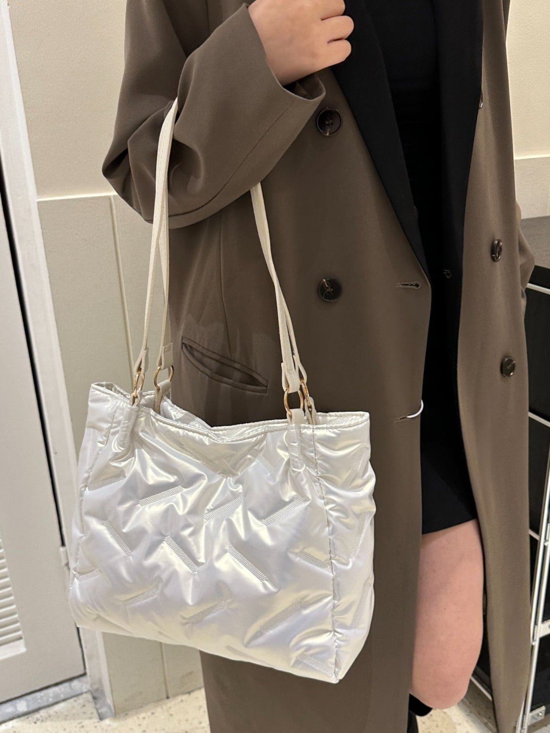 Textured Polyester Shoulder Bag - Flip Flop Dynasty