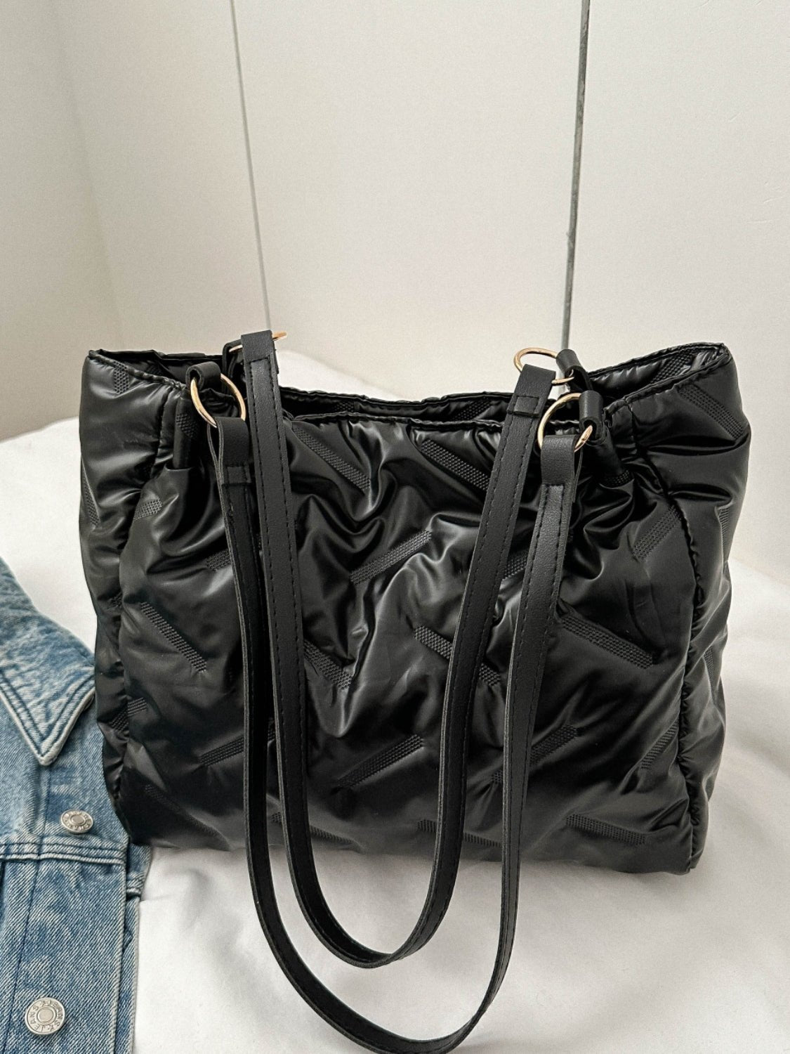 Textured Polyester Shoulder Bag - Flip Flop Dynasty