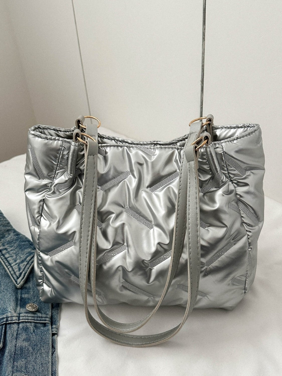 Textured Polyester Shoulder Bag - Flip Flop Dynasty