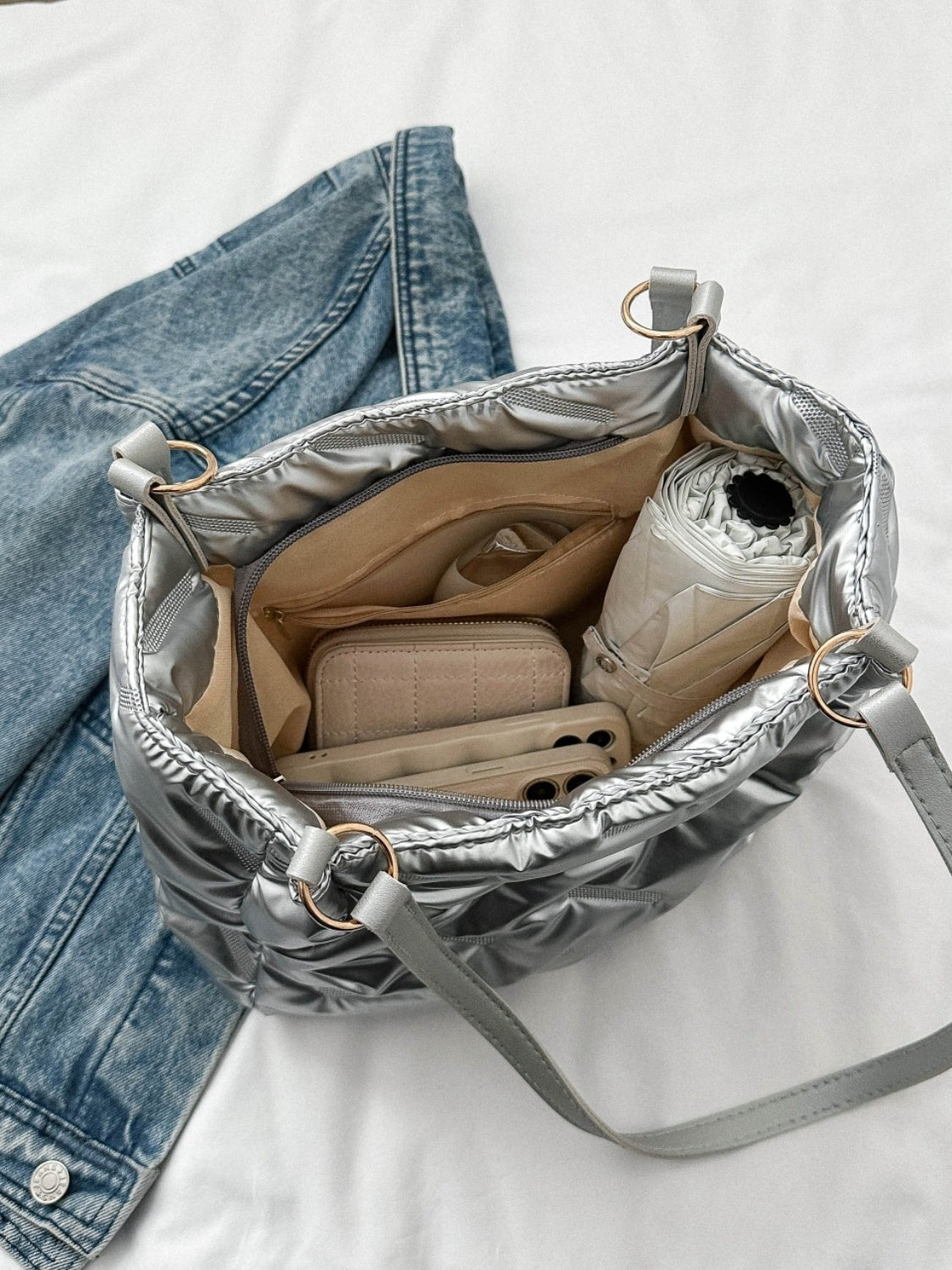 Textured Polyester Shoulder Bag - Flip Flop Dynasty