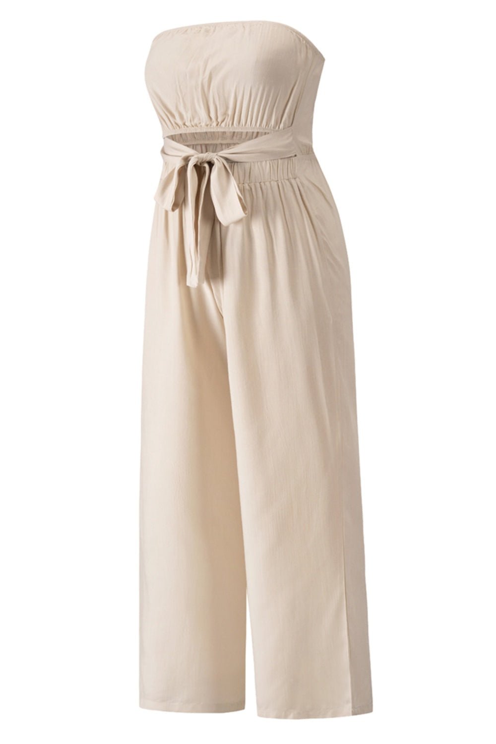 Tied Cutout Tube Wide Leg Jumpsuit - Flip Flop Dynasty