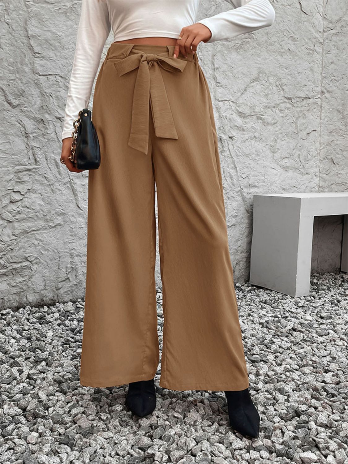 Tied High Waist Wide Leg Pants - Flip Flop Dynasty