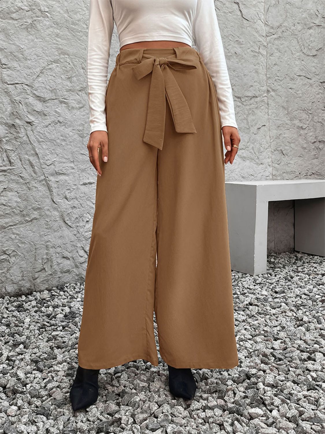Tied High Waist Wide Leg Pants - Flip Flop Dynasty