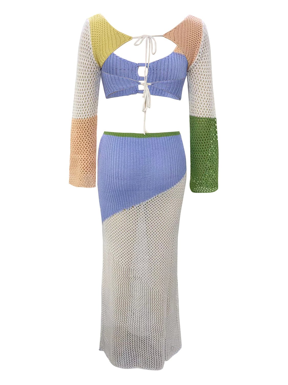 Tied Long Sleeve Top and Skirt Cover Up Set - Flip Flop Dynasty