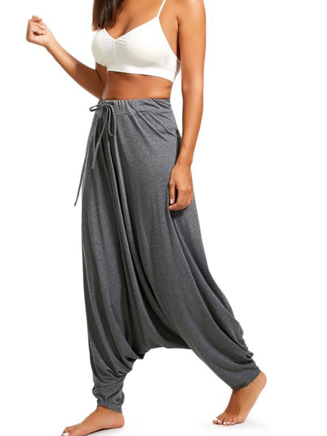 Tied Mid Waist Long Harem Pants - Flip Flop Dynasty