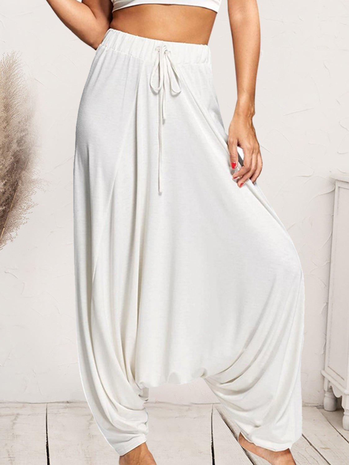 Tied Mid Waist Long Harem Pants - Flip Flop Dynasty