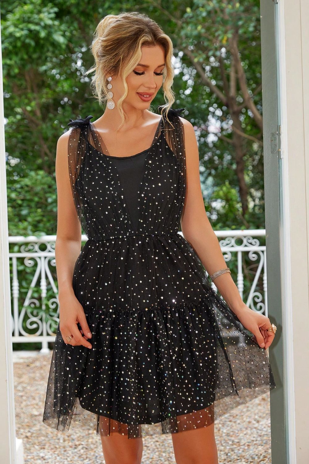 Tied Scoop Neck Mini Cami Dress - Flip Flop Dynasty