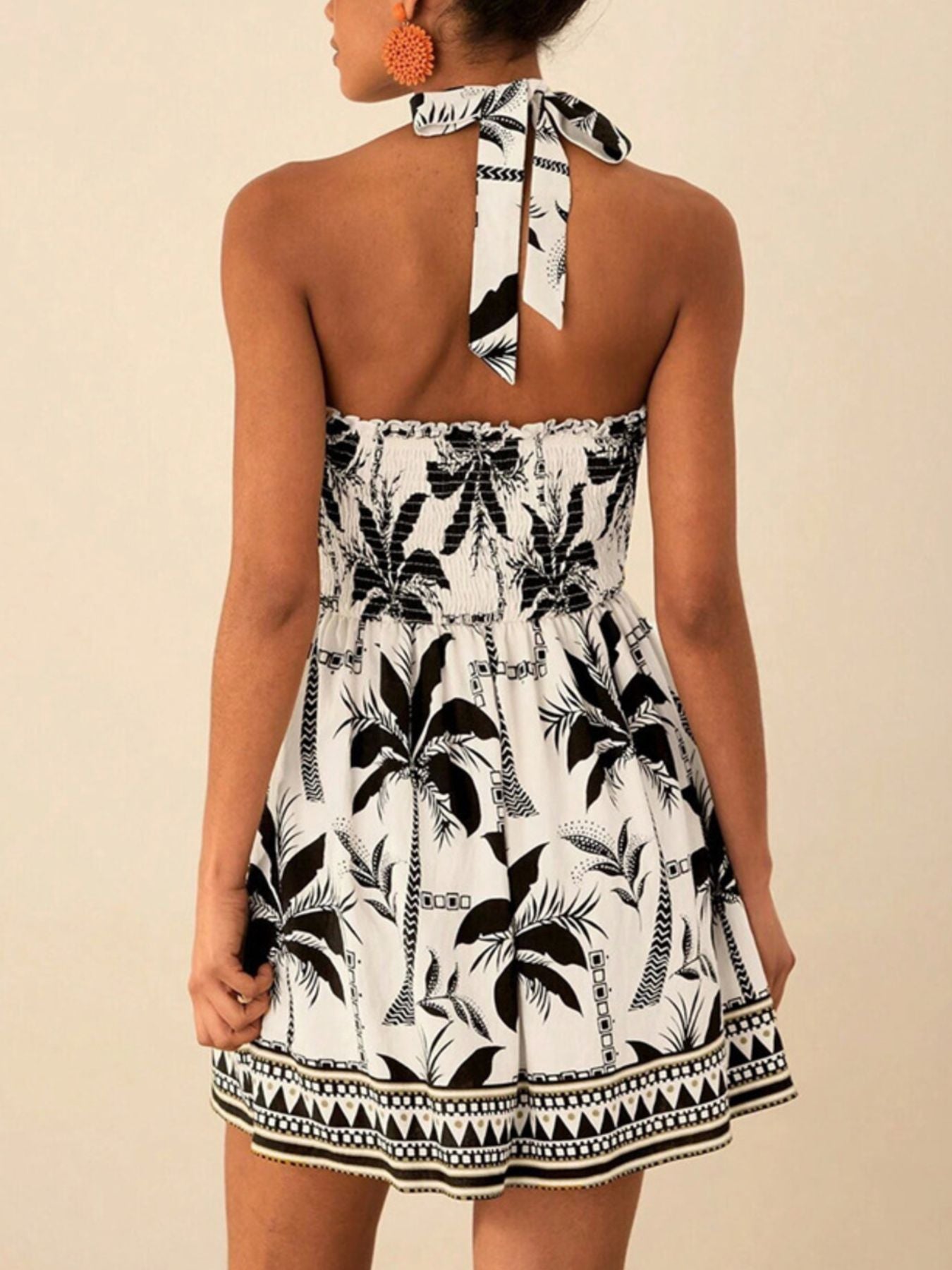 Tropical Print Halter Neck Mini Dress - Flip Flop Dynasty