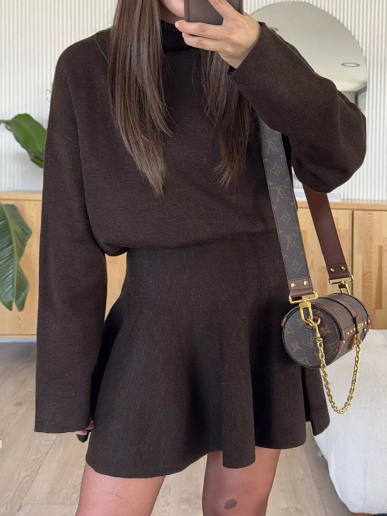 Turtleneck Dropped Shoulder Sweater and Skirt Set - Flip Flop Dynasty