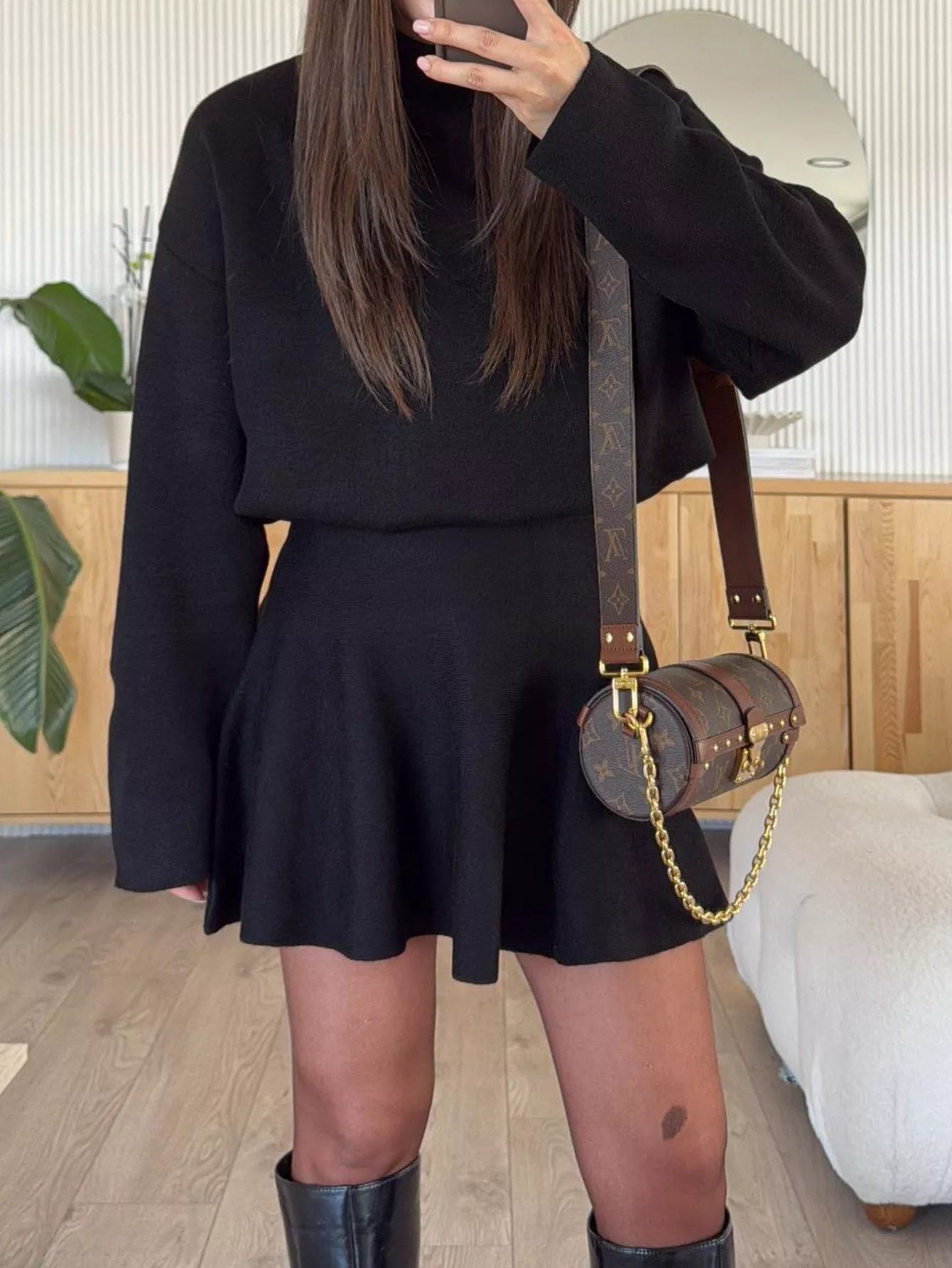 Turtleneck Dropped Shoulder Sweater and Skirt Set - Flip Flop Dynasty
