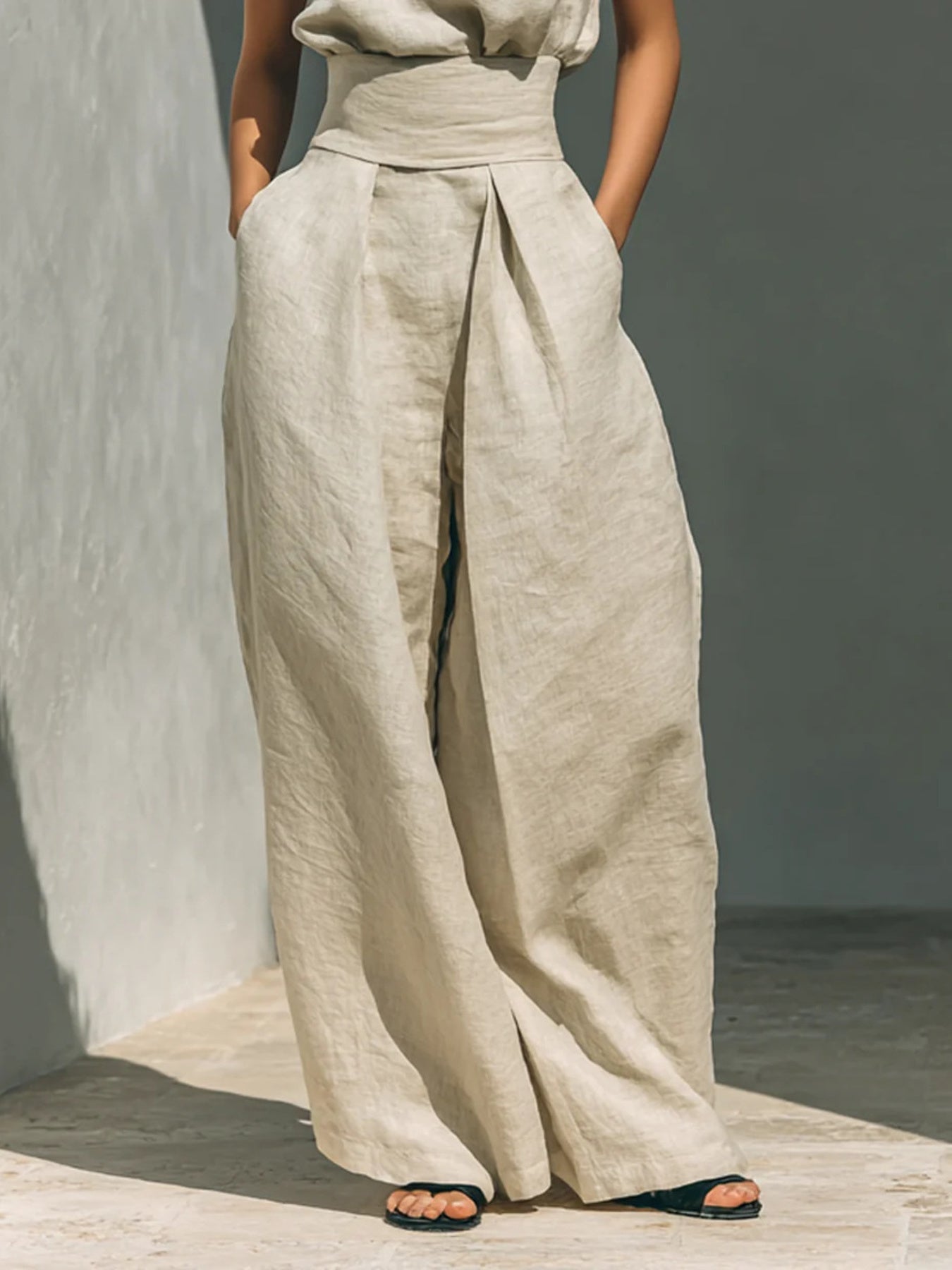 Turtleneck Sleeveless Top and Pants Set - Flip Flop Dynasty
