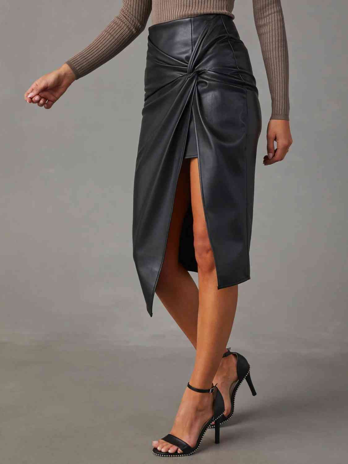 Twist Detail High Waist Skirt - Flip Flop Dynasty