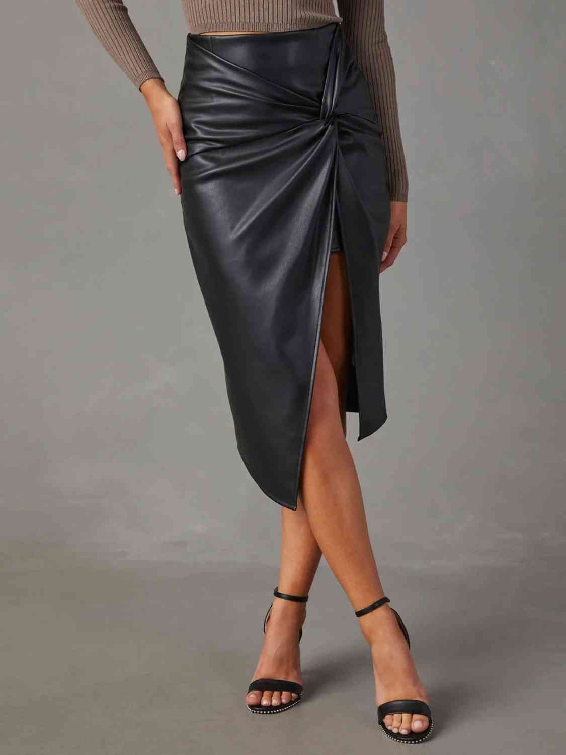 Twist Detail High Waist Skirt - Flip Flop Dynasty