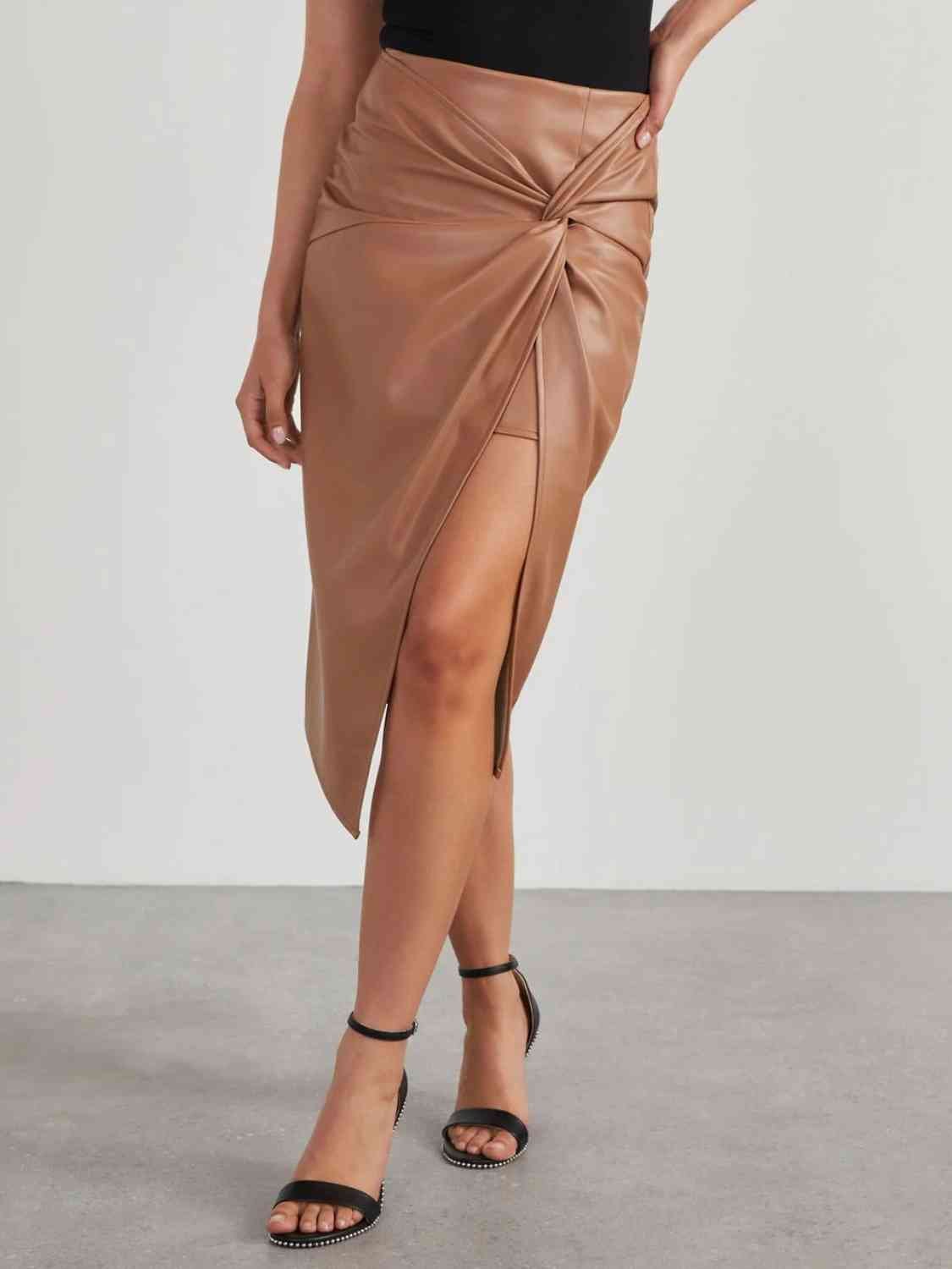 Twist Detail High Waist Skirt - Flip Flop Dynasty