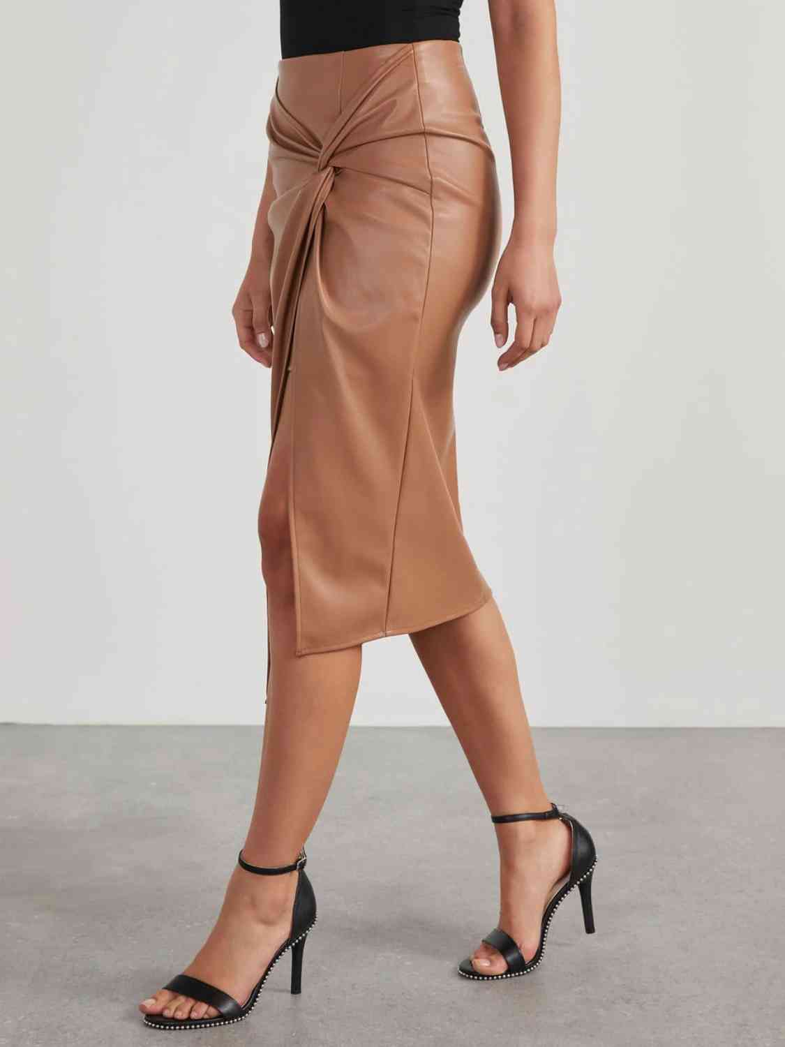 Twist Detail High Waist Skirt - Flip Flop Dynasty