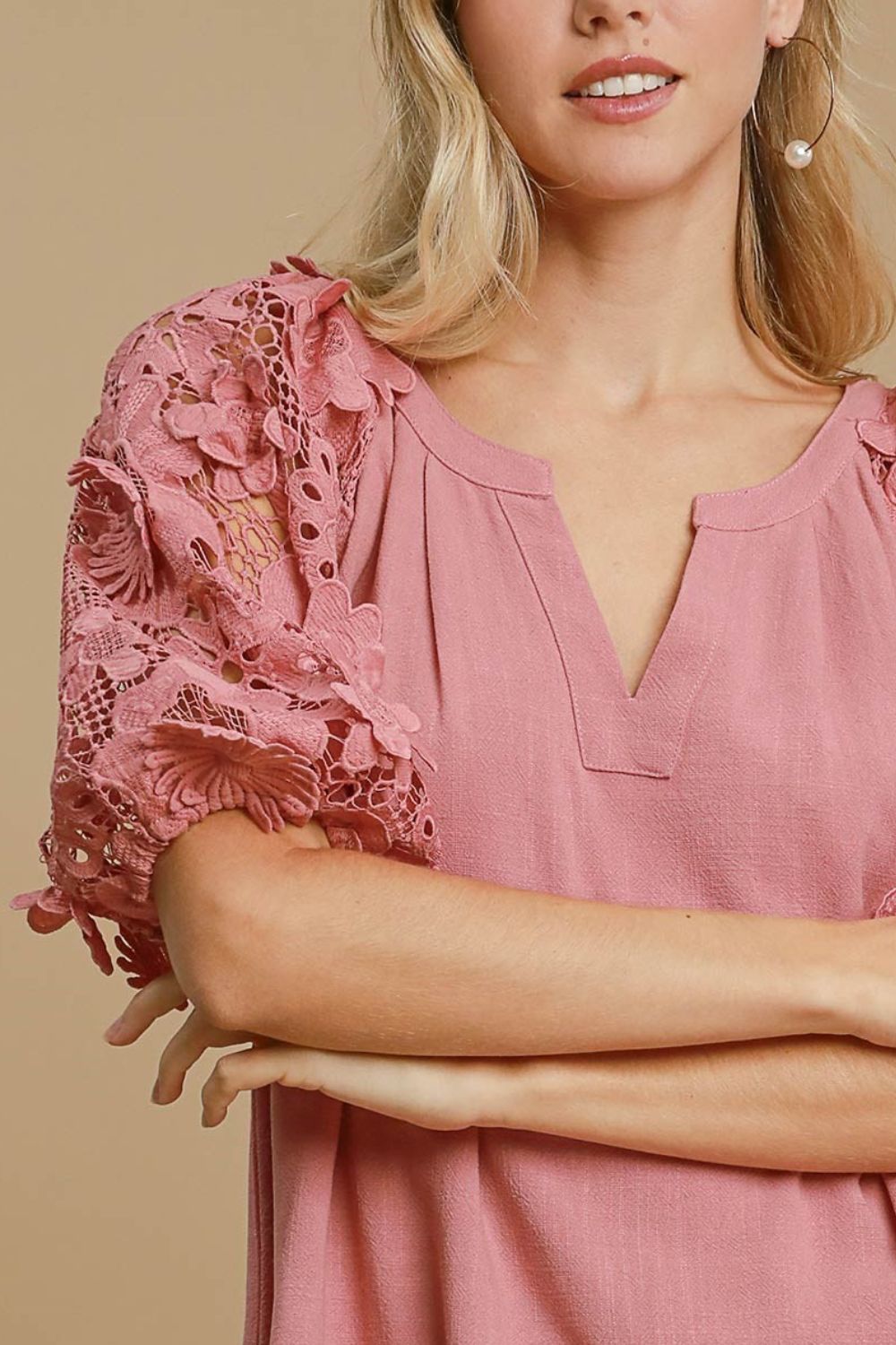 Umgee Full Size French Terry Boxy Cut Top with 3D Floral Sleeve Plus Size - Flip Flop Dynasty