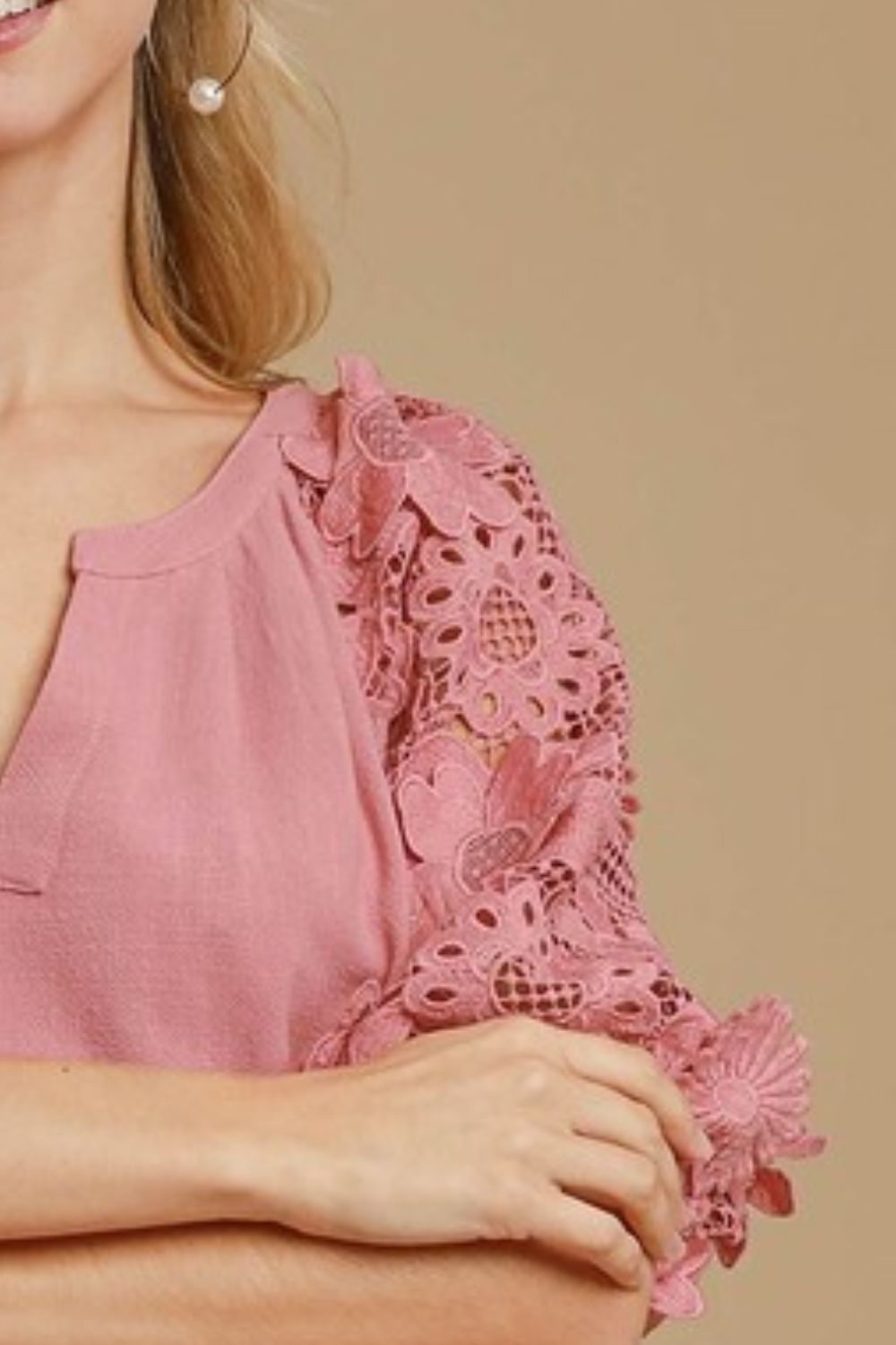 Umgee Full Size French Terry Boxy Cut Top with 3D Floral Sleeve Plus Size - Flip Flop Dynasty