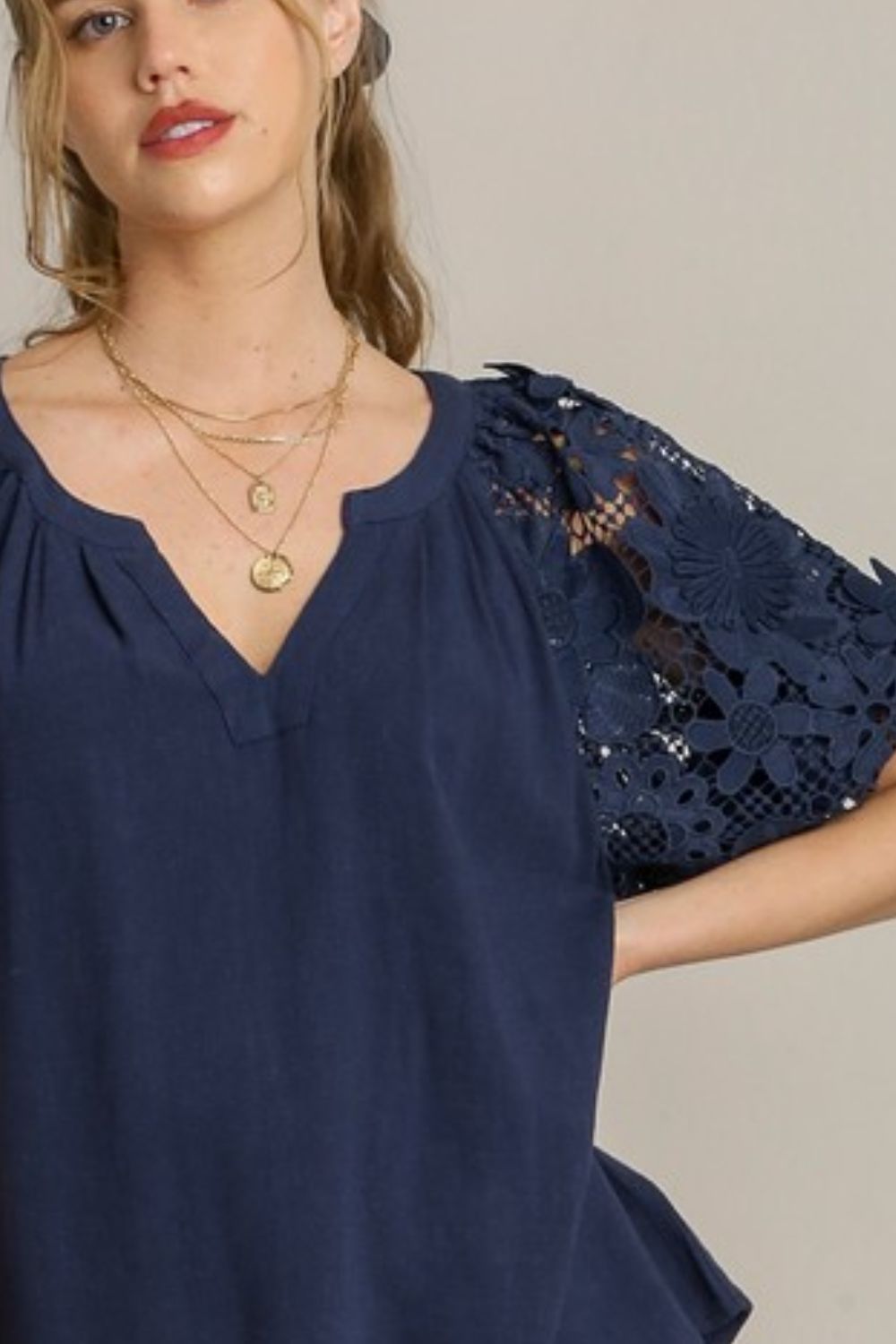 Umgee Full Size French Terry Boxy Cut Top with 3D Floral Sleeve Plus Size - Flip Flop Dynasty
