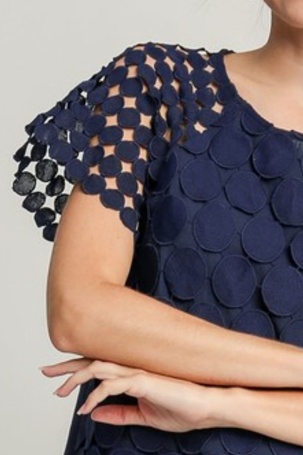 Umgee Full Size Mixed Polka Dot Lace Raglan Sleeve Boxy Cut Top Plus Size - Flip Flop Dynasty