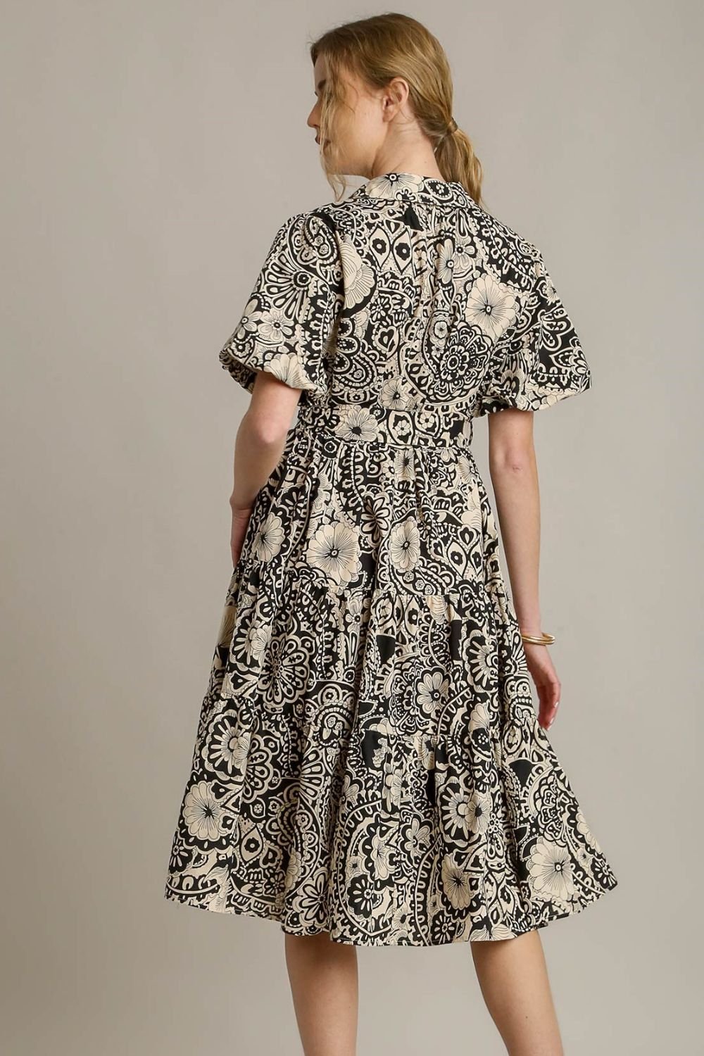 Umgee Full Size Mixed Print A - Line Tiered Midi Dress Plus Size - Flip Flop Dynasty