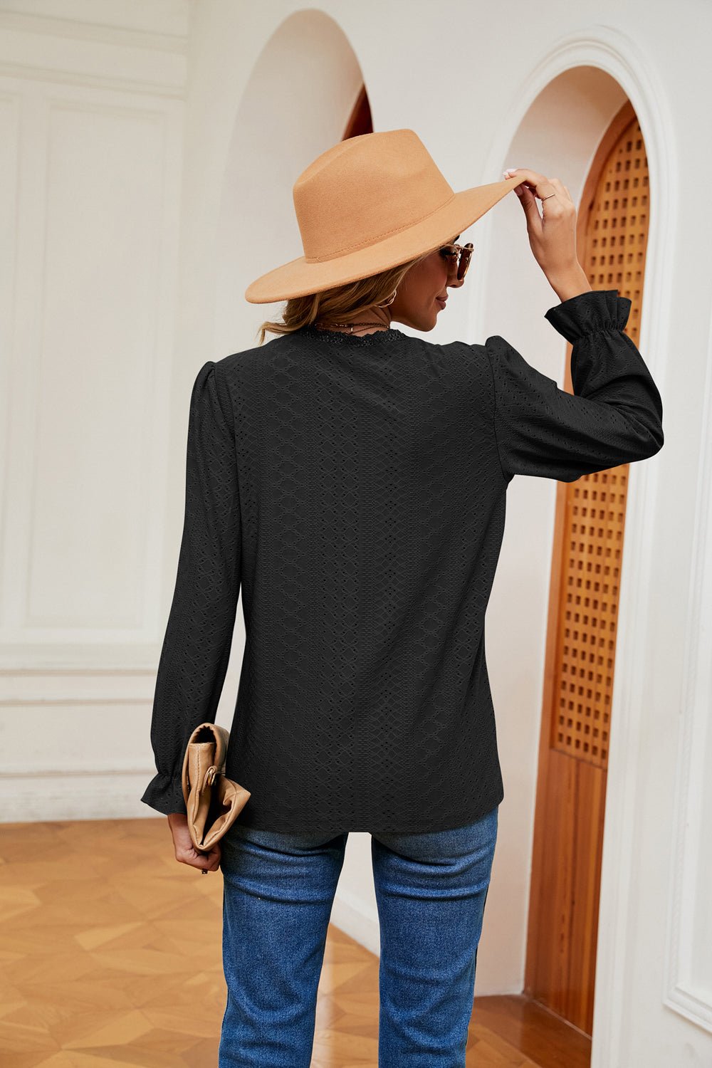V-Neck Flounce Sleeve Blouse - Flip Flop Dynasty