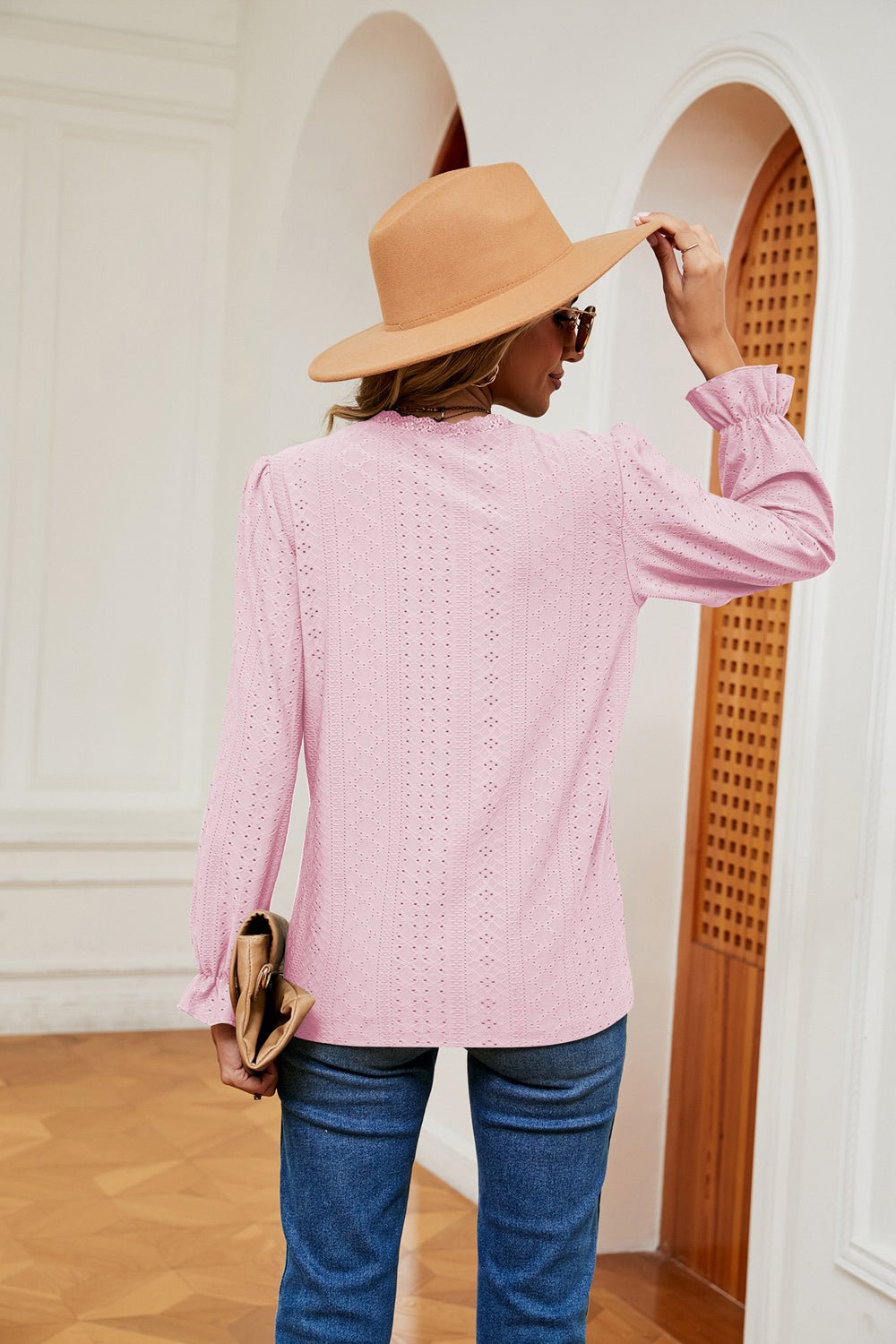 V-Neck Flounce Sleeve Blouse - Flip Flop Dynasty