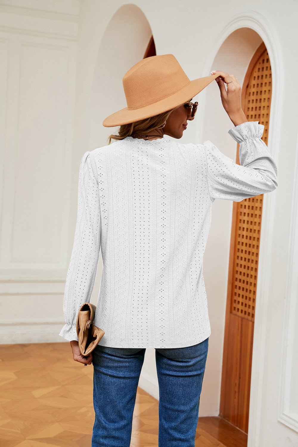 V-Neck Flounce Sleeve Blouse - Flip Flop Dynasty