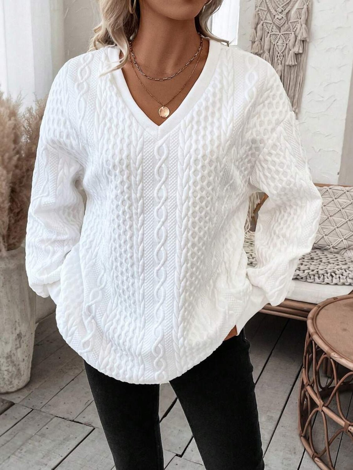 V - Neck Long Sleeve Sweatshirt - Flip Flop Dynasty