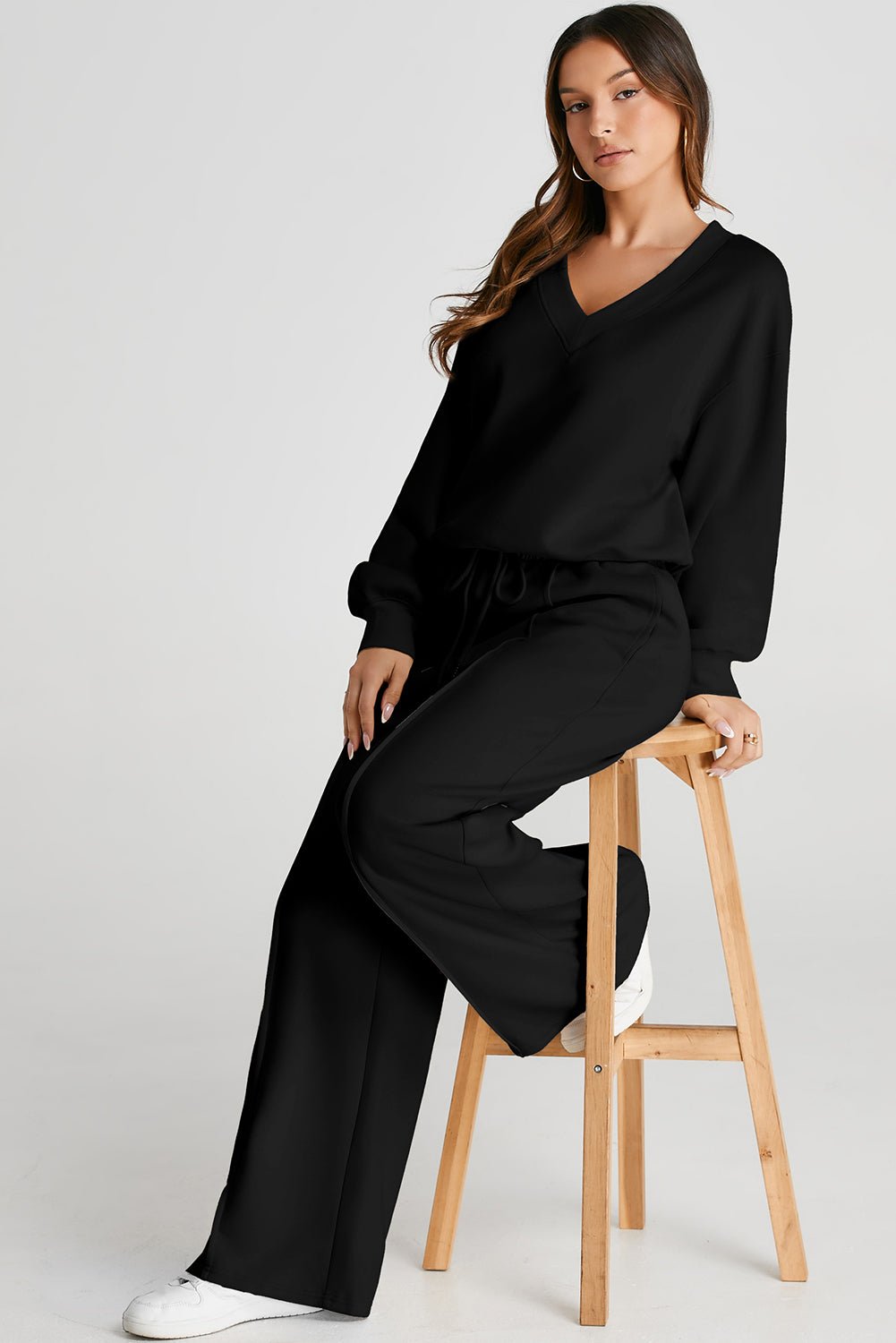 V - Neck Long Sleeve Top and Pants Active Set - Flip Flop Dynasty