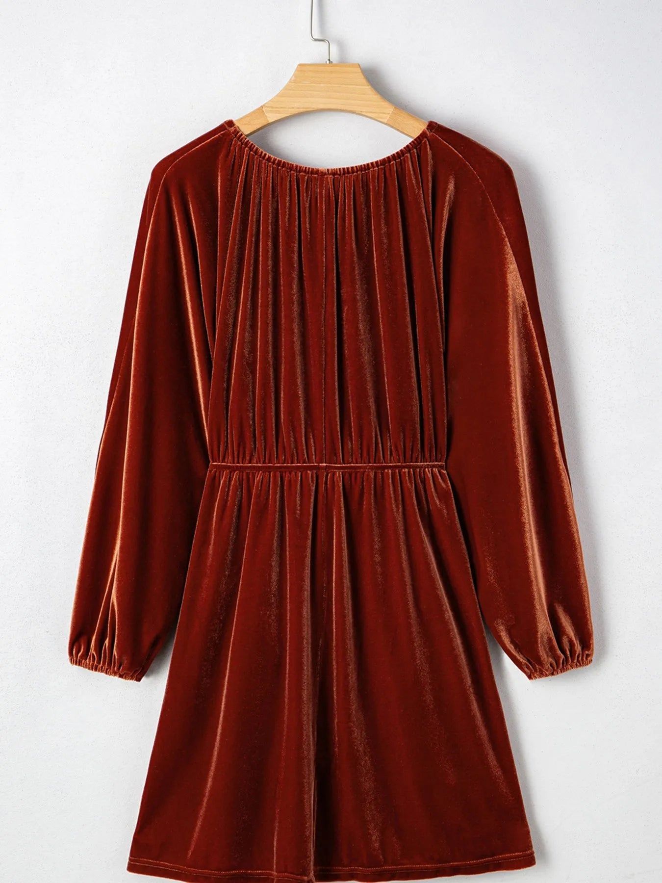 V Neck Puff Sleeve Velvet Dress - Flip Flop Dynasty