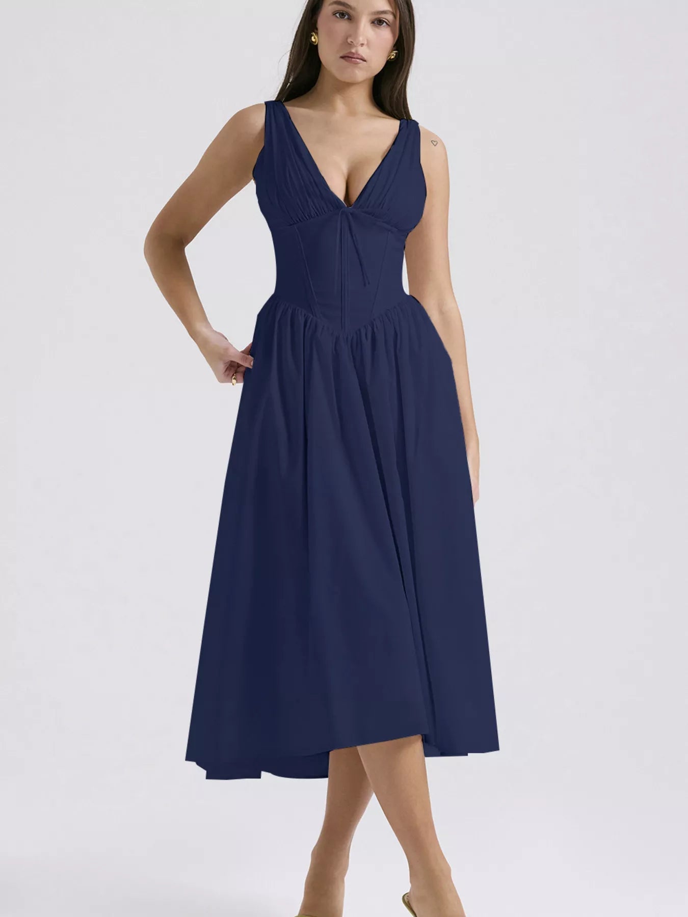 V - Neck Sleeveless Midi Dress - Flip Flop Dynasty