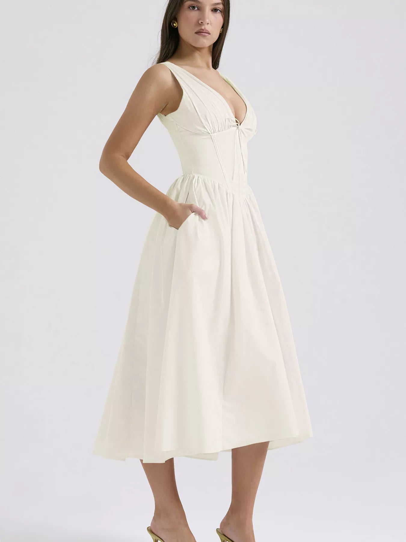 V - Neck Sleeveless Midi Dress - Flip Flop Dynasty