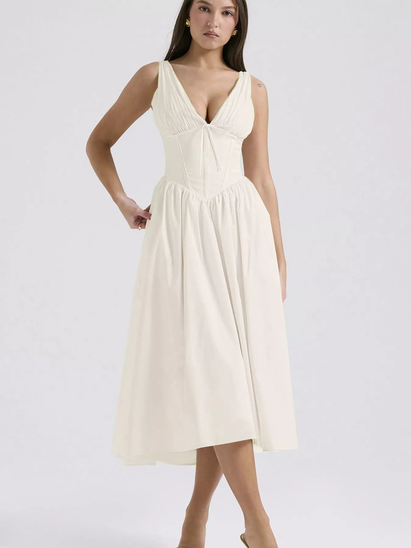 V - Neck Sleeveless Midi Dress - Flip Flop Dynasty