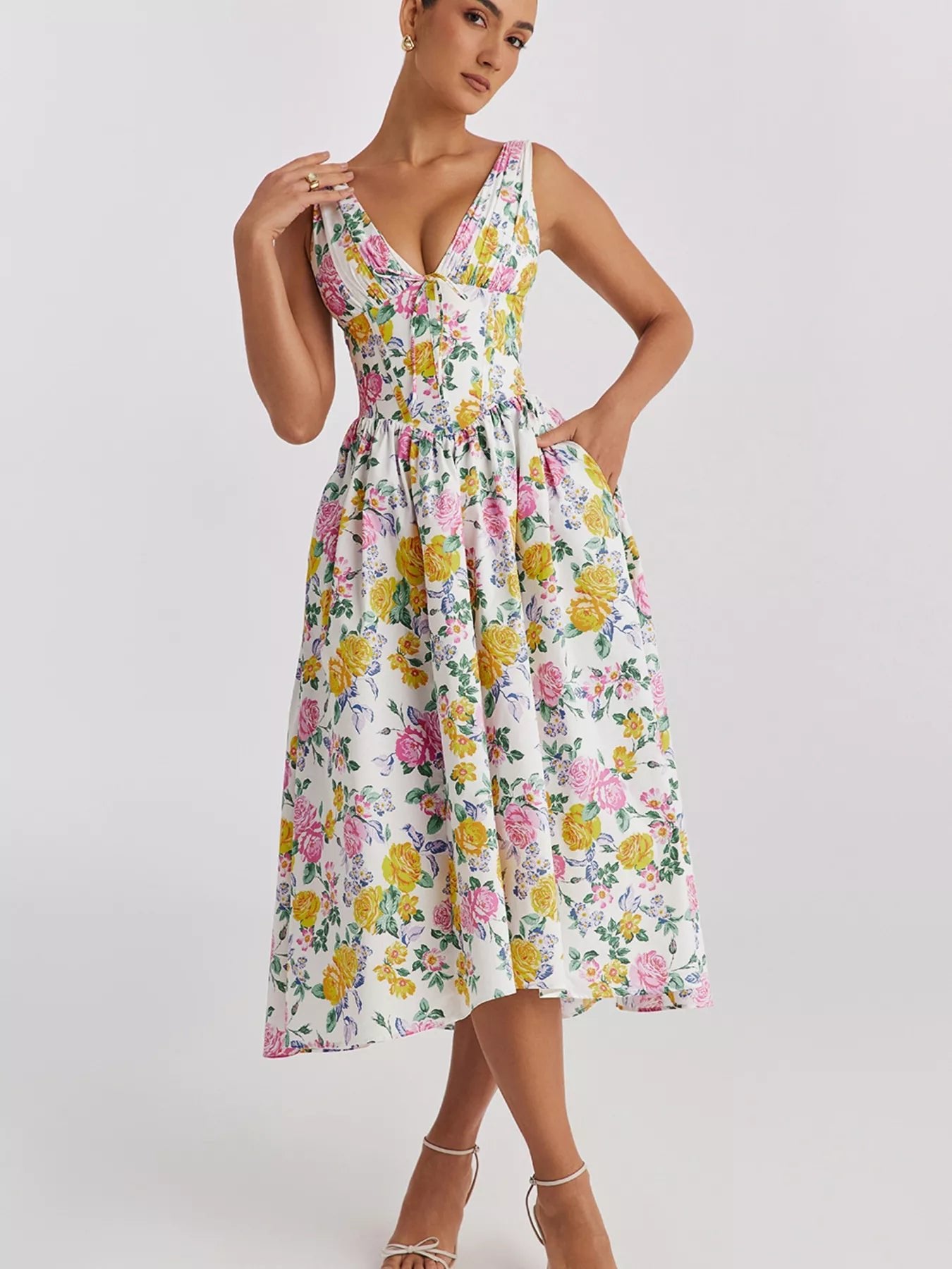 V - Neck Sleeveless Midi Dress - Flip Flop Dynasty