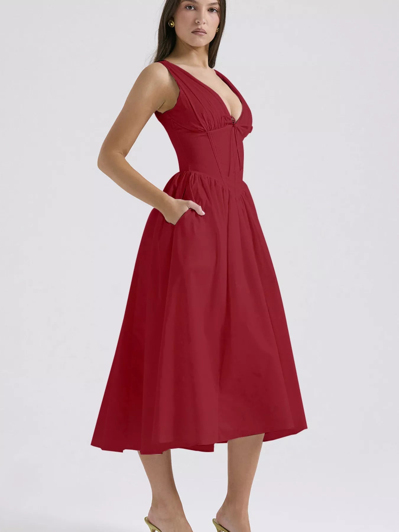 V - Neck Sleeveless Midi Dress - Flip Flop Dynasty