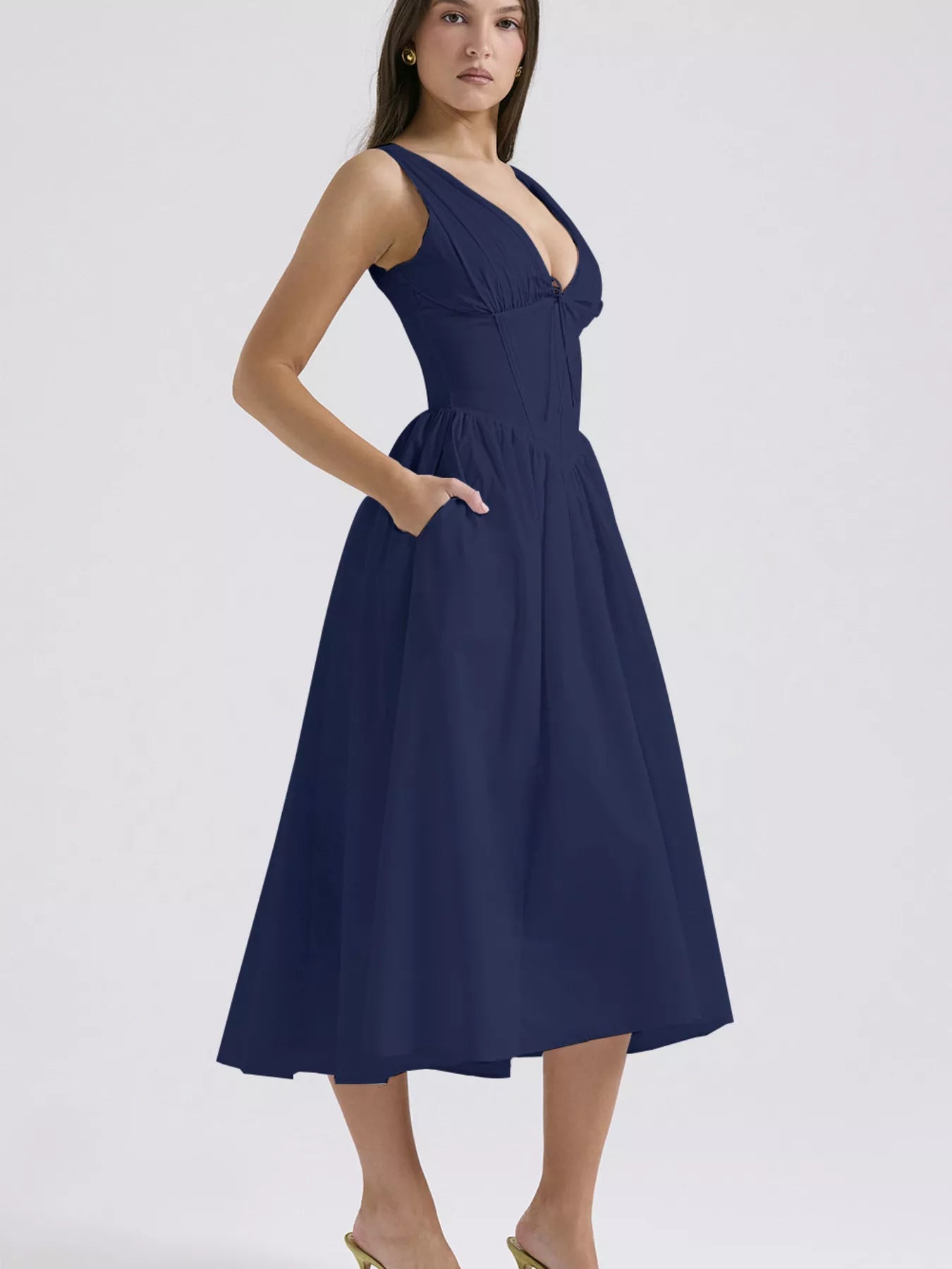 V - Neck Sleeveless Midi Dress - Flip Flop Dynasty