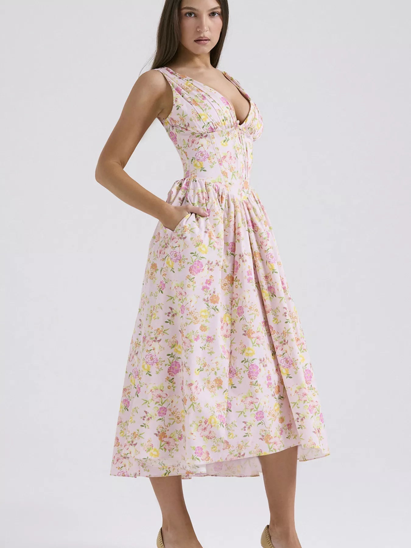 V - Neck Sleeveless Midi Dress - Flip Flop Dynasty