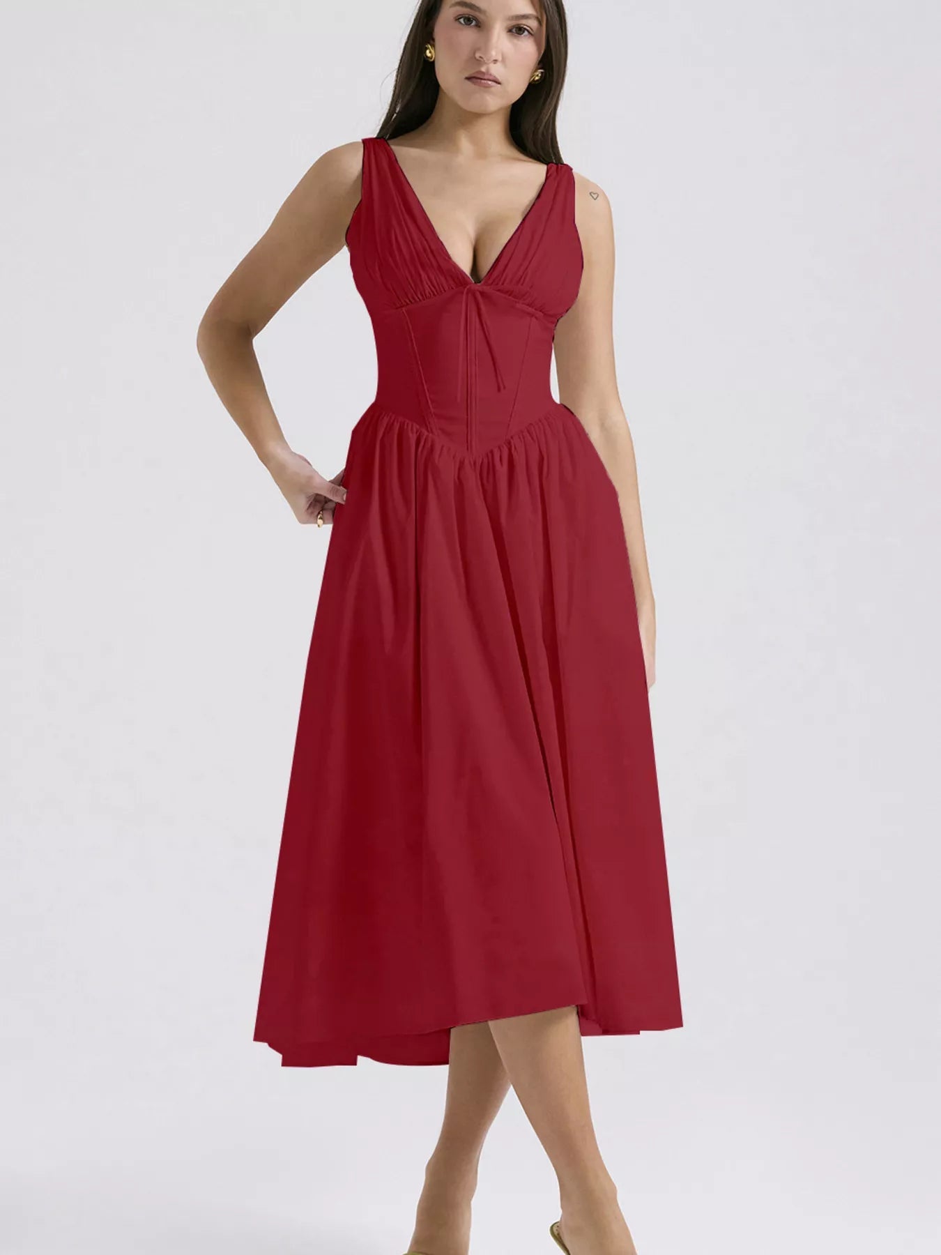 V - Neck Sleeveless Midi Dress - Flip Flop Dynasty