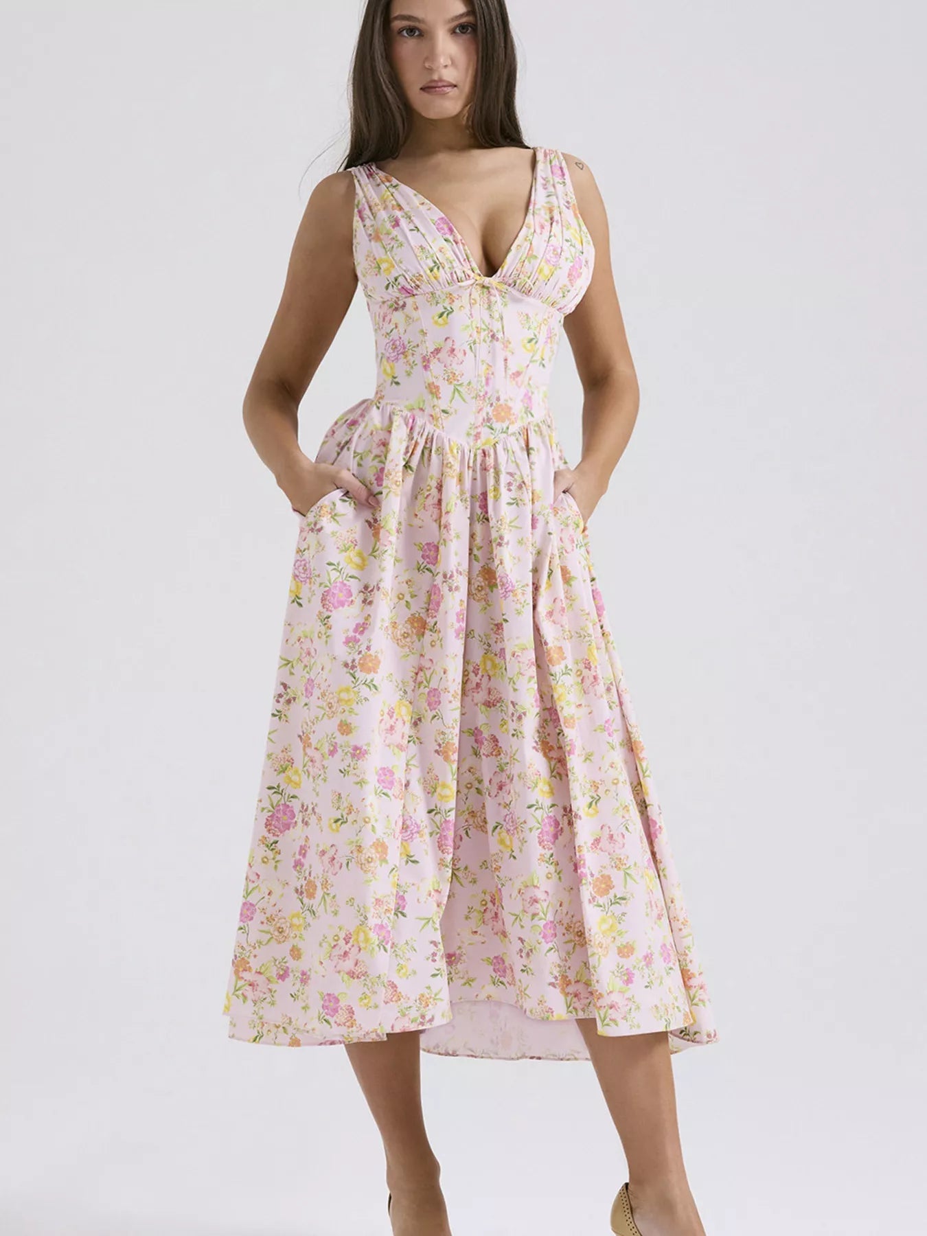 V - Neck Sleeveless Midi Dress - Flip Flop Dynasty