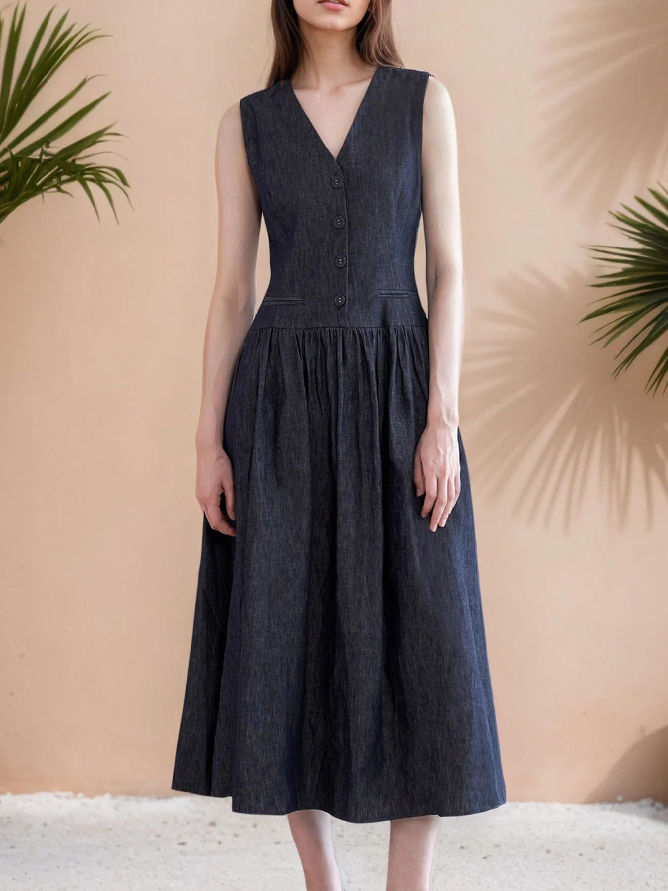 V-Neck Sleeveless Midi Dress - Flip Flop Dynasty