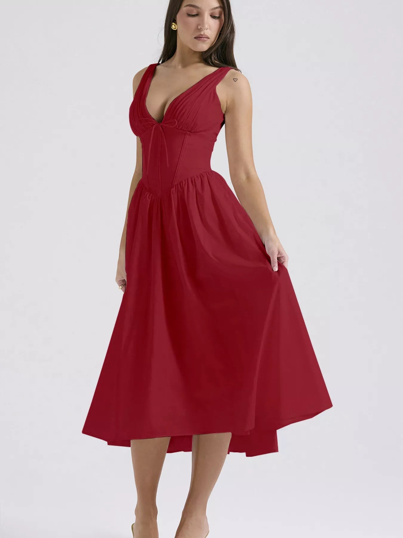V - Neck Sleeveless Midi Dress - Flip Flop Dynasty