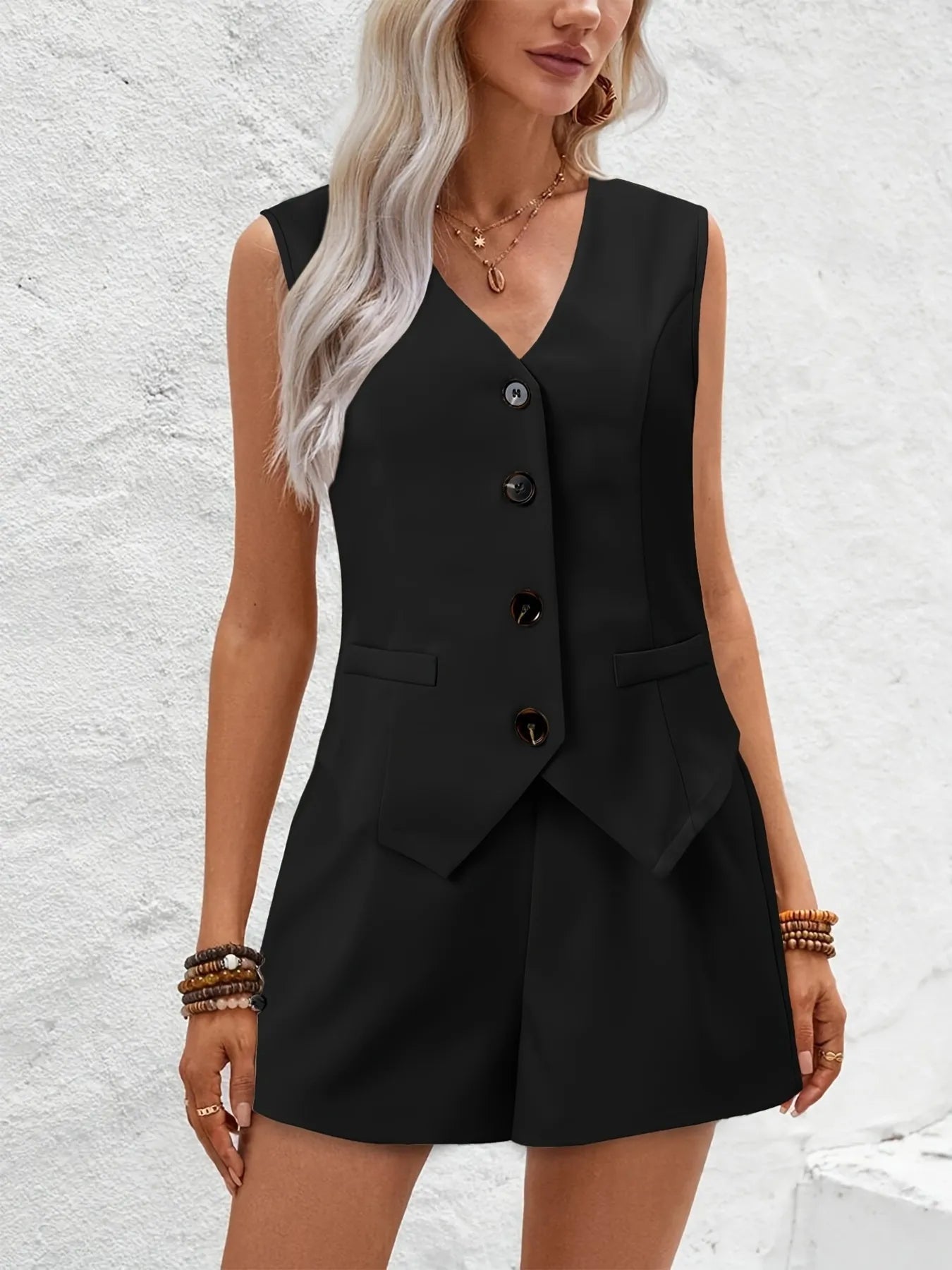 V - Neck Vest and Shorts Set - Flip Flop Dynasty