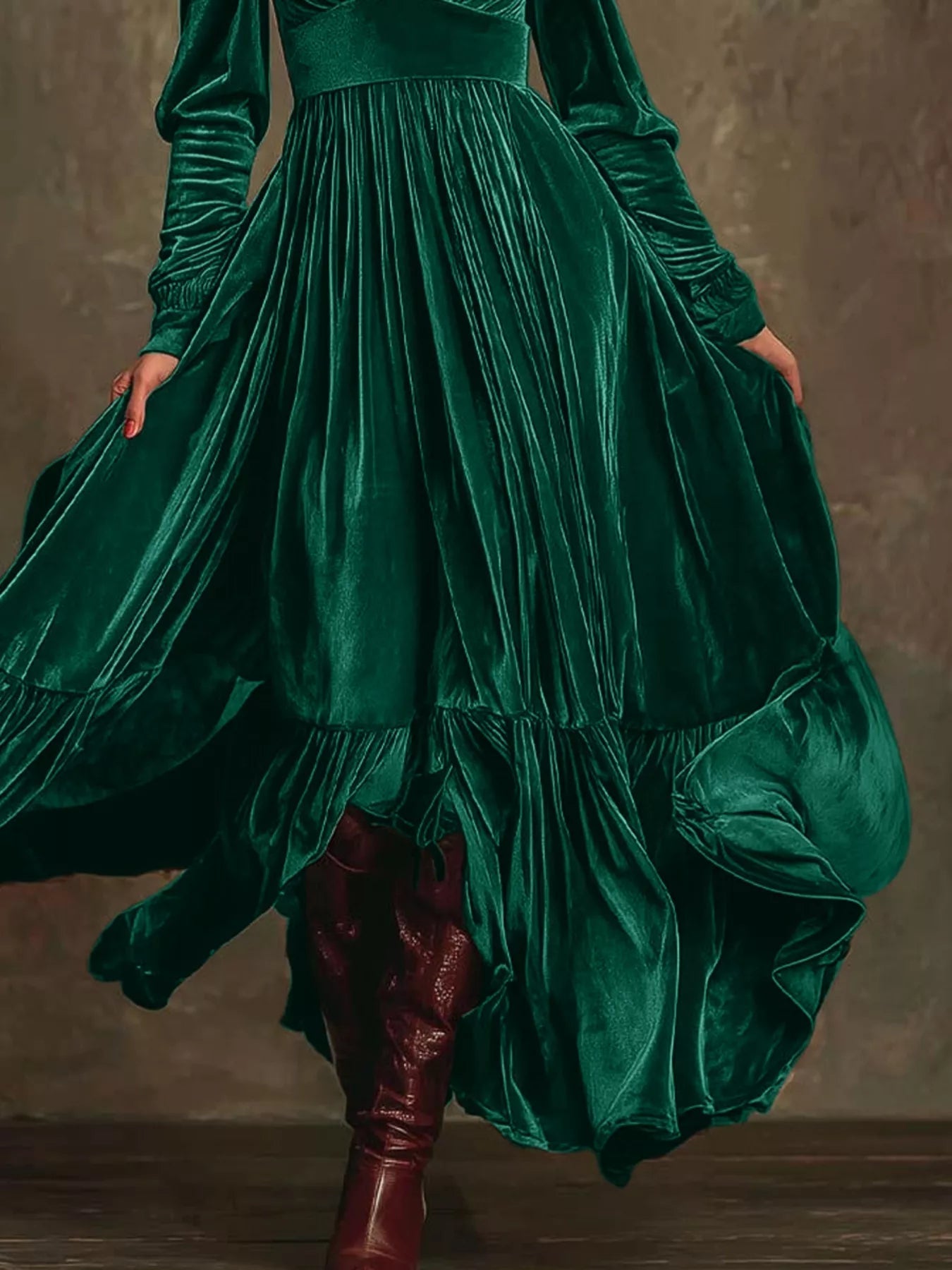 Velvet Deep V - Neck Maxi Dress - Flip Flop Dynasty