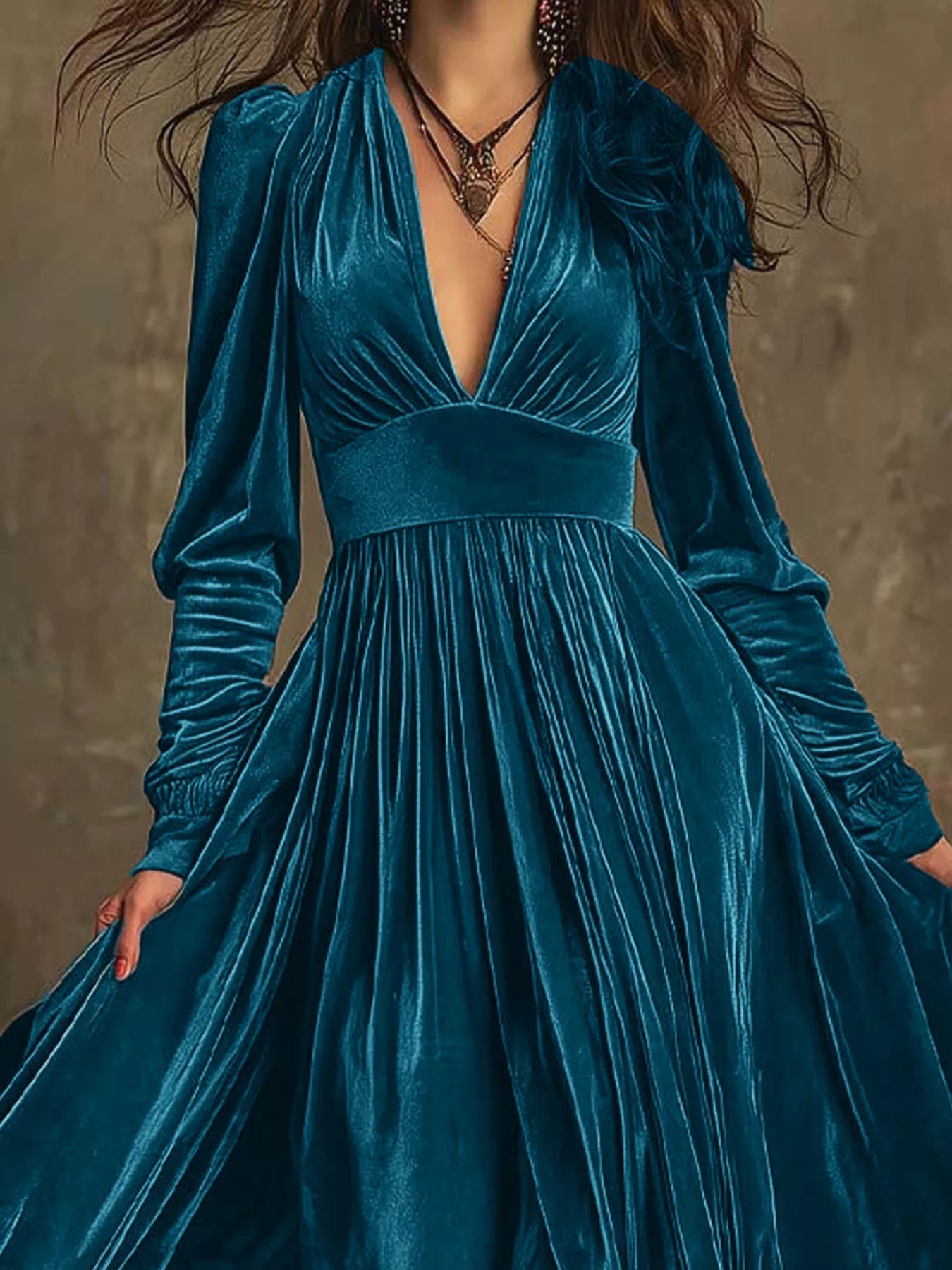 Velvet Deep V - Neck Maxi Dress - Flip Flop Dynasty