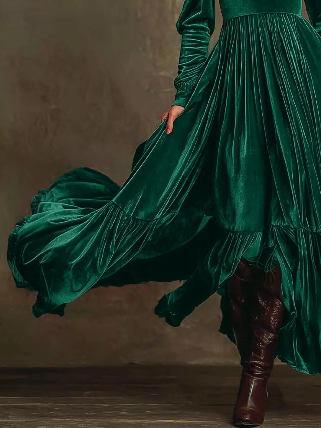 Velvet Deep V - Neck Maxi Dress - Flip Flop Dynasty