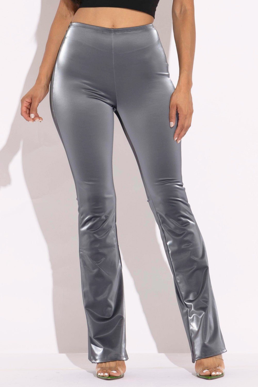 Velvet Pu Flared Pants - Flip Flop Dynasty