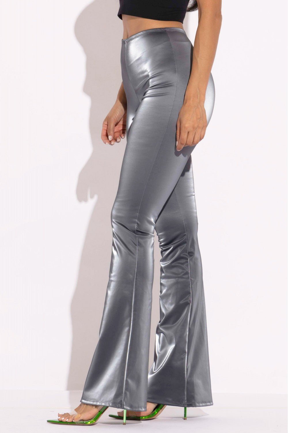 Velvet Pu Flared Pants - Flip Flop Dynasty