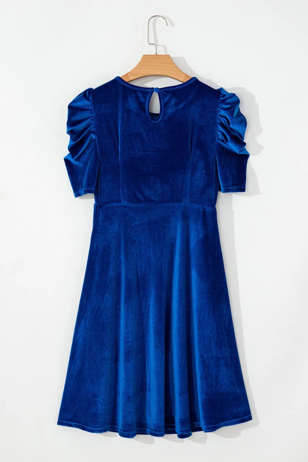 Velvet Round Neck Puff Sleeve Dress - Flip Flop Dynasty